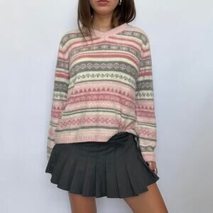 Croft & Barrow Pink Striped Nordic Sweater